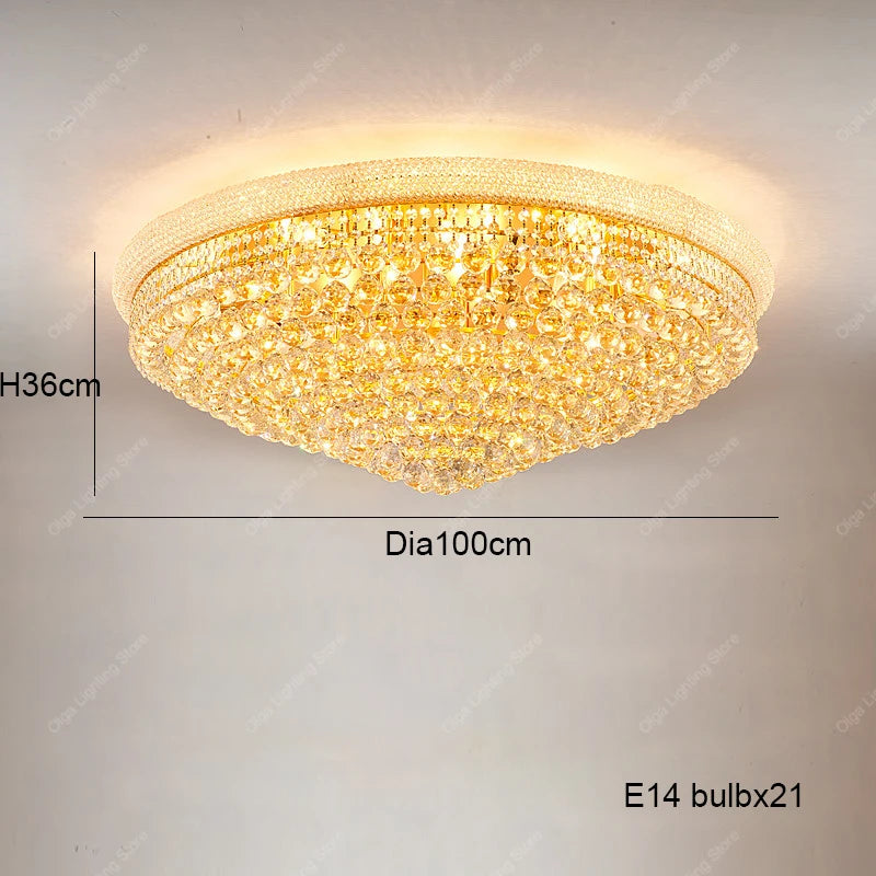 Gold Luxury Crystal Chandelier Lights 3000K 4000K Dimmable Chandeliers, Home Decor Hanging Lamps for Villa Duplex High-ceiling