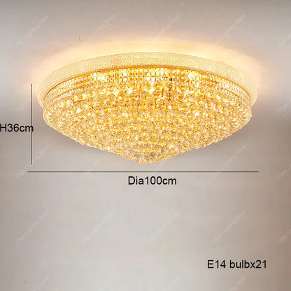 Gold Luxury Crystal Chandelier Lights 3000K 4000K Dimmable Chandeliers, Home Decor Hanging Lamps for Villa Duplex High-ceiling