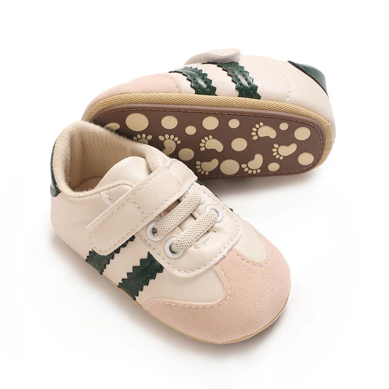 Infant Pre-Walker Shoes Baby Shoes 0-1Year Striped Casual Sports Shoes Rubber Sole for Boys Girls Spring Autumn