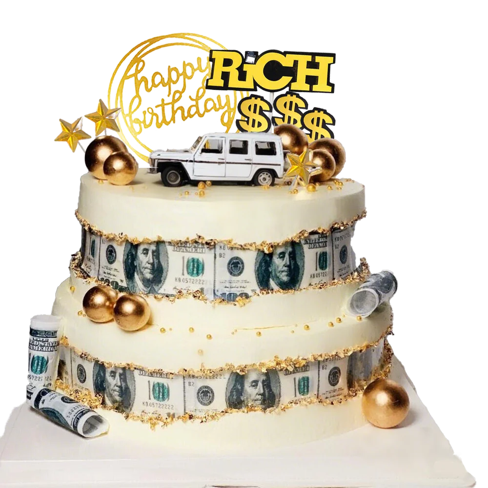Dollar Cake Topper Car Figurine Money Cake Decorations For Richman Birthday Party Supplies Rich Money Dollar Theme Party Decors
