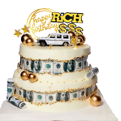 Dollar Cake Topper Car Figurine Money Cake Decorations For Richman Birthday Party Supplies Rich Money Dollar Theme Party Decors