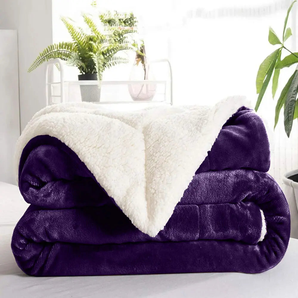 Multi-size Warm Thickening Fleece Blanket Reversible Soft Fluffy Home Company Large Bed Double-layer Throw Blankets Gift