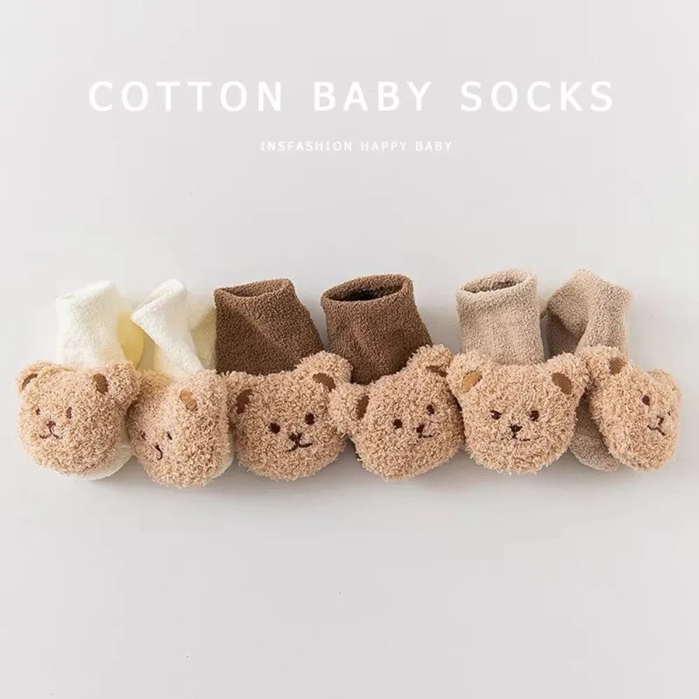 2PCS/Set New Cartoon Baby Hat Socks Cute Animal Woolen Warm Pullover Hats Winter Knitted Beanies Newborn Short Socks Boy Girl