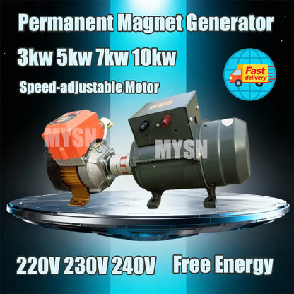 5KW Permanent Magnet Generator 220V 230V 240V Portable Alternator Single Phase Generator Home Backup Power for Camping Outdoor