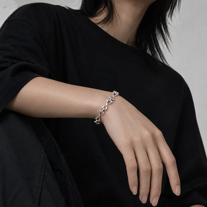 Letter Z Thorn Chain Bracelet for Women Men, Stainless Steel Barbed Wire Link, Gothic Punk Jewelry Gift
