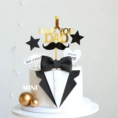 Eva Suit Bow Tie Happy Fathers Day Cake Topper Father Birthday Dad Decoration Baking Decorating Tools Party Favors