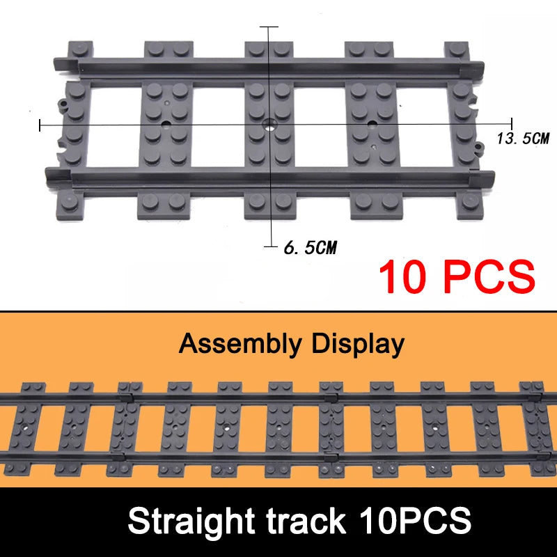 City Trains Railway Flexible Tracks Forked Straight Curved Rails Switch Kids DIY Building Block Bricks Track Toys For Children