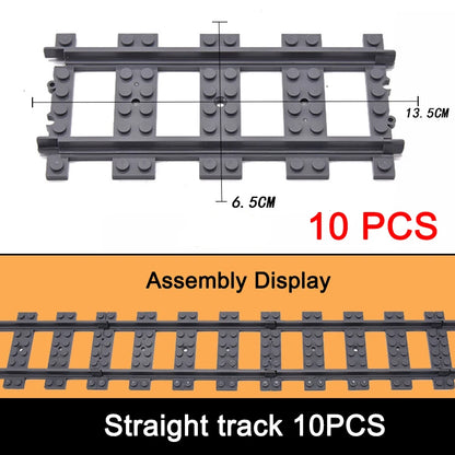 City Trains Railway Flexible Tracks Forked Straight Curved Rails Switch Kids DIY Building Block Bricks Track Toys For Children
