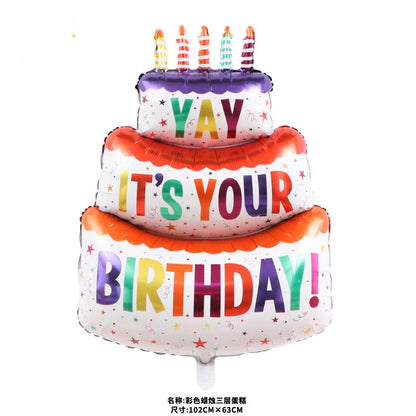 Happy Birthday Cake Theme Balloons Birthday Party Matte ice cream candy Baby Shower Decors Foil Balloon