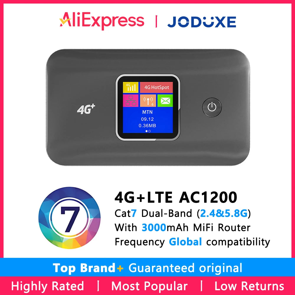 JODUXE 4G+ LTE MiFi Portable WiFi Router CAT7 Dual-Band WireLess SIM Router with Global Coverage&Ultra-Fast Connectivity