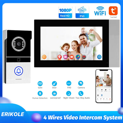 Tuya 7-Inch 1080p Video Intercom System with Night Vision Camera, Remote Unlock Support, Smart Home app Integration for Outdoor