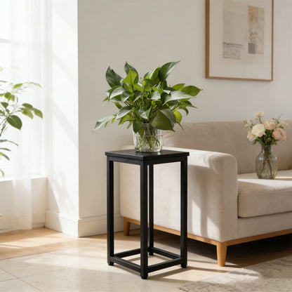 Metal Plant Stand, 40cm Tall Modern Square Plant Pedestal Stand, Heavy Duty Indoor Flower Pot Holder for Living Room Balcony Cor