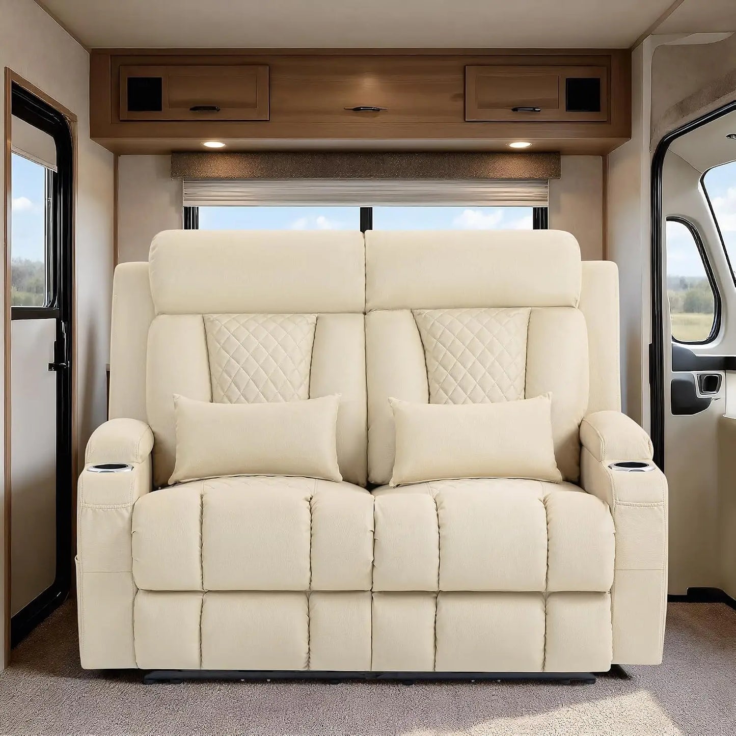 Wall Hugger Power Reclining Loveseat with Manual Adjustable Headrests, Electric Recliner Sofa with USB/Type-C Ports,, Custom