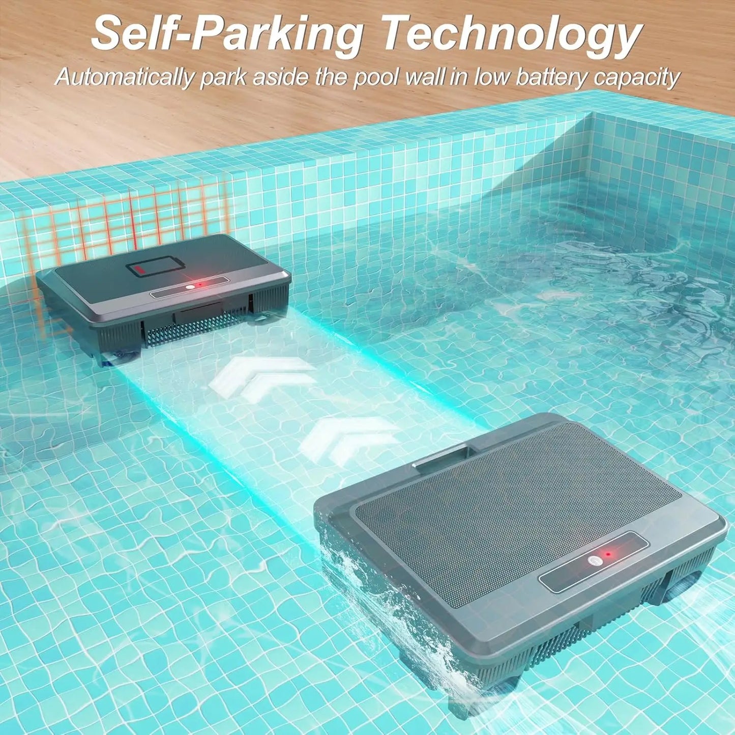Upgraded Solar Pool Cleaner Powered Robotic Pool Vacuum Surface Cleaner with Remote Control Dual Charging Option of Pool Skimmer