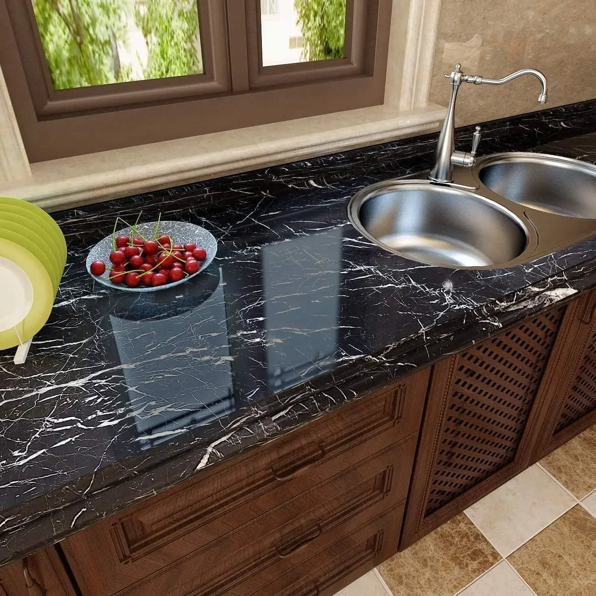 Marble Self Adhesive Foil Wallpaper for Desktop Cabinet Decor PET Paper in Rolls Waterproof Oil Proof Stickers for Kitchen Wall