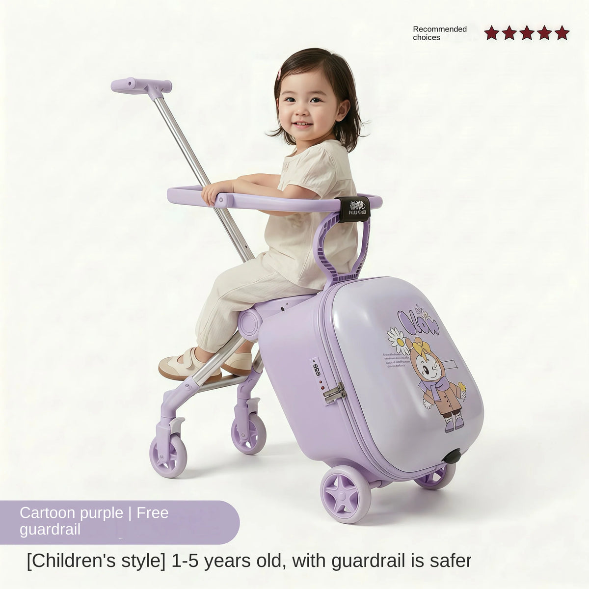 2026 New Children's Ride-On Suitcase with Sparkling Wheel 20 inch Carry-On Suitcase 2 in 1 Removable Handle Travel Luggage