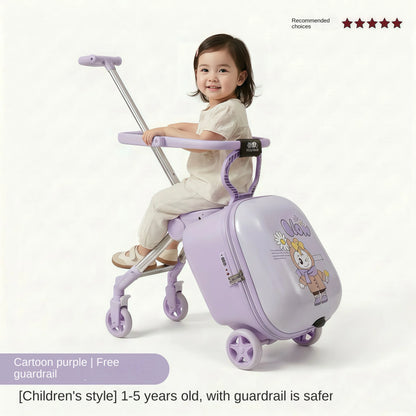 2026 New Children's Ride-On Suitcase with Sparkling Wheel 20 inch Carry-On Suitcase 2 in 1 Removable Handle Travel Luggage