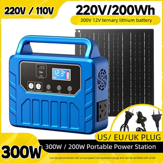 300W 200W Portable Power Station 200Wh Outdoor Energy Storage Powerbank 220V 110V AC Output Solar Generator for Camping Home Use