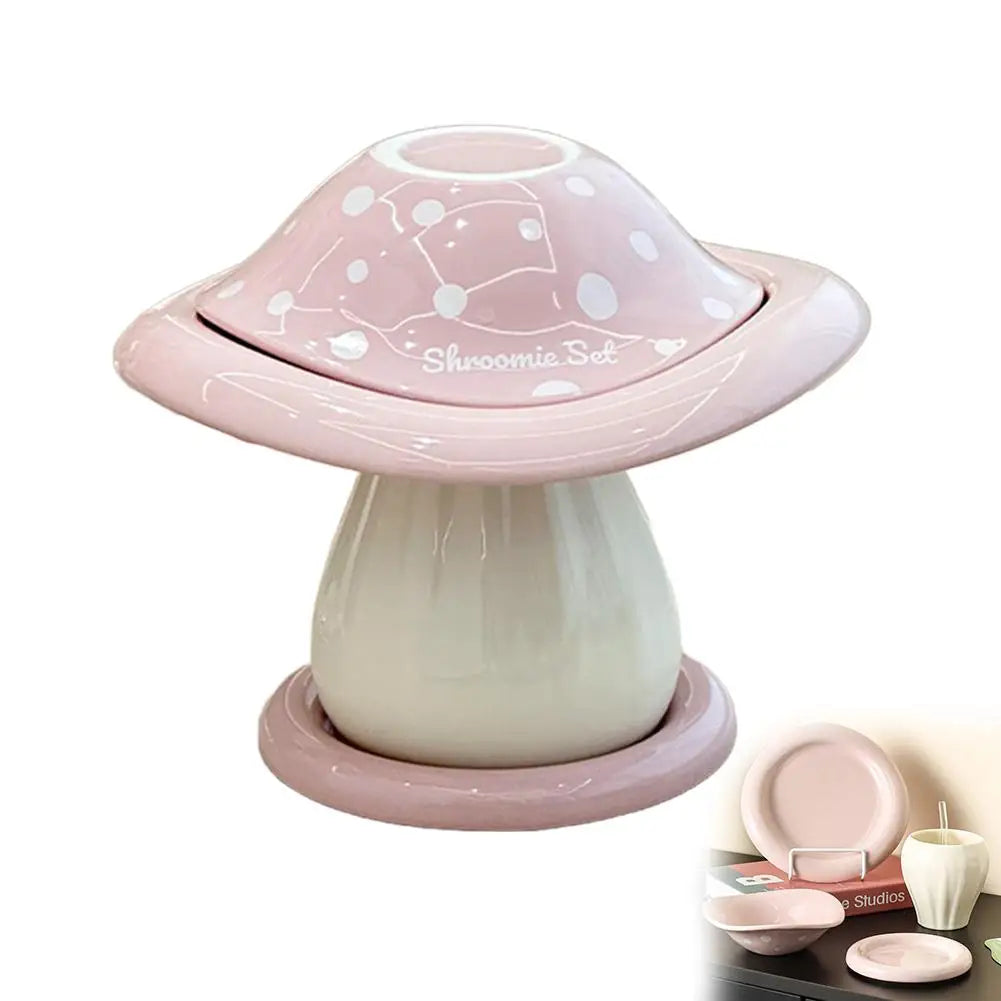 Mushroom Set Bowls and Plates for Home Kitchen Large Capacity Ceramic Bowl Western Plate Tea Desserts Tray Mushroom Tableware