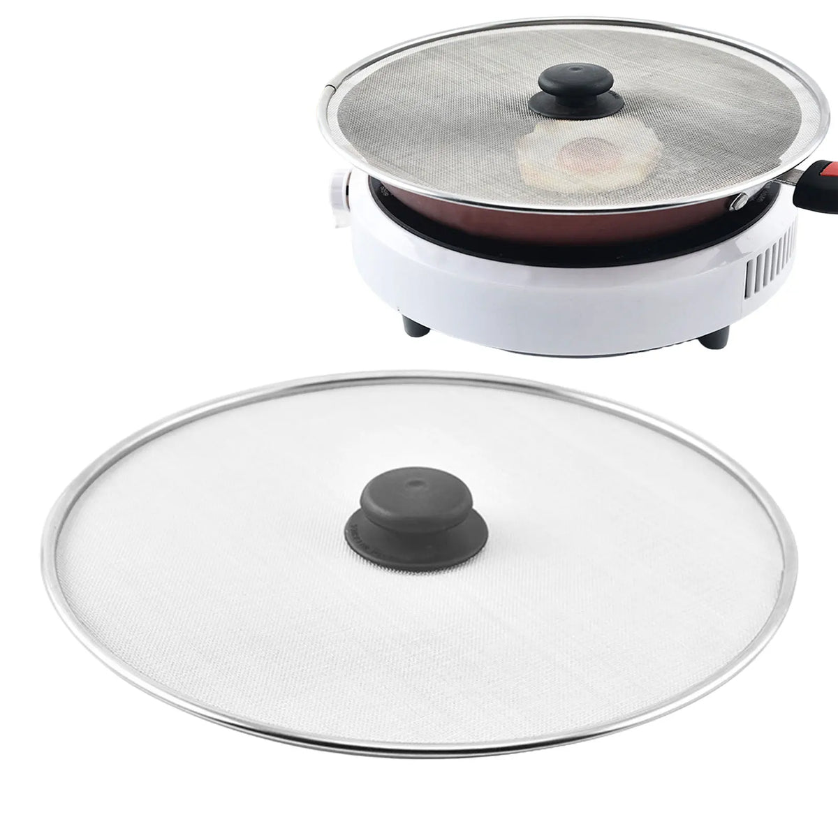 Stainless Steel Splash Guard 29cm Cover Frying Pan Lid Kitchen Cooking Tools Filter Splash Guard Dishwasher Safe