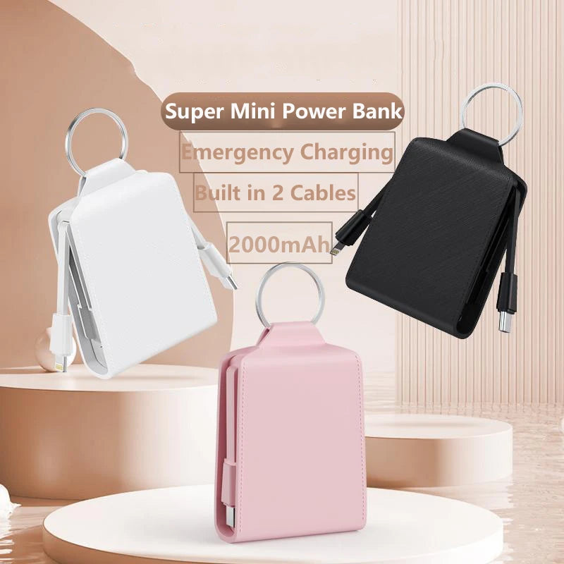 Mini Keychain Power Bank 2000mAh Portable Charger for iPhone 17 16 Samsung Xiaomi Huawei Powerbank Station External Battery Pack
