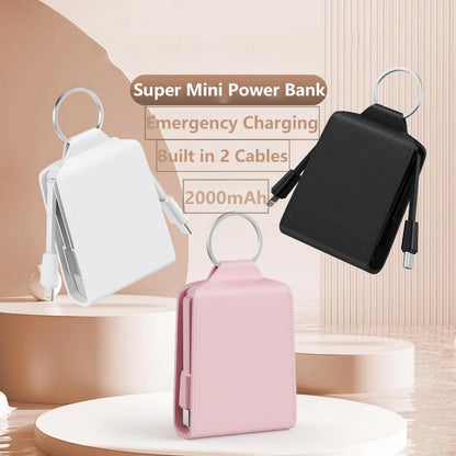 Mini Keychain Power Bank 2000mAh Portable Charger for iPhone 17 16 Samsung Xiaomi Huawei Powerbank Station External Battery Pack