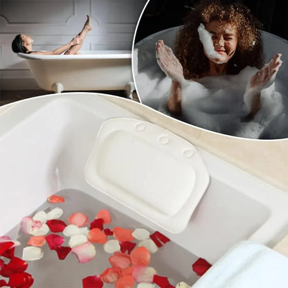 Anti-Slip Bath Pillow, PVC Foam Spa Bathtub Cushion with Suction Cups