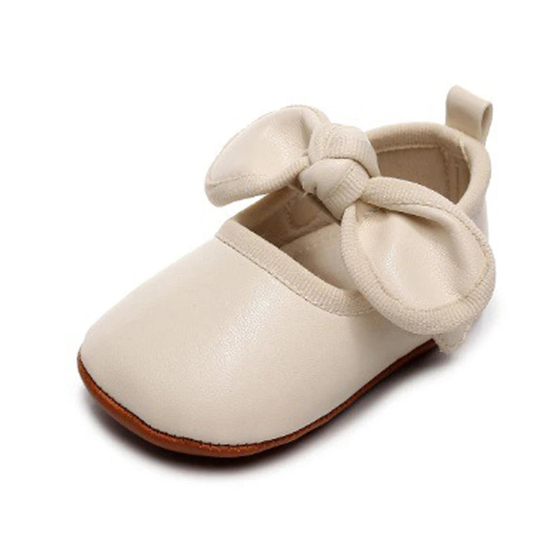 Citgeett Autumn Infant Baby Girl Princess Dress Shoes Leather Bowknot Flats Crib Shoes Non-Slip Shoes