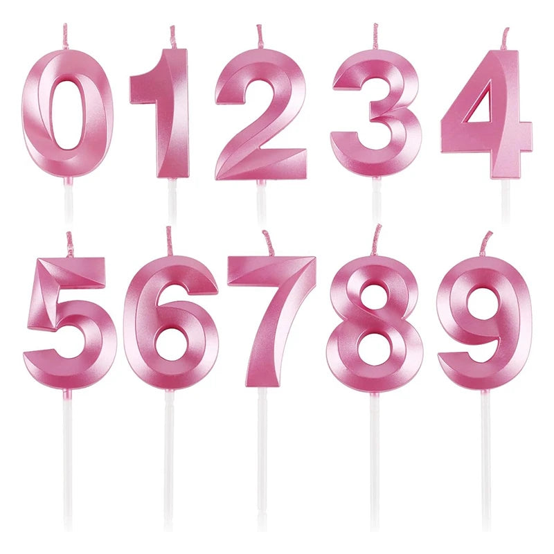 3D Candle Pink Birthday Number Candle Girl Happy Birthday Cake Topper Baking Celebration Memorial Anniversary Party Decor