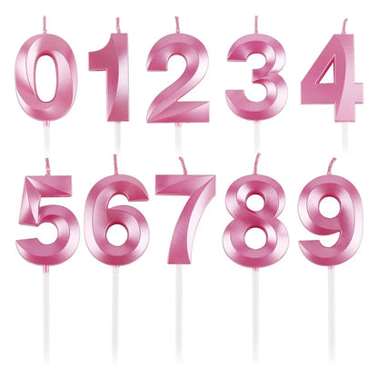 3D Candle Pink Birthday Number Candle Girl Happy Birthday Cake Topper Baking Celebration Memorial Anniversary Party Decor