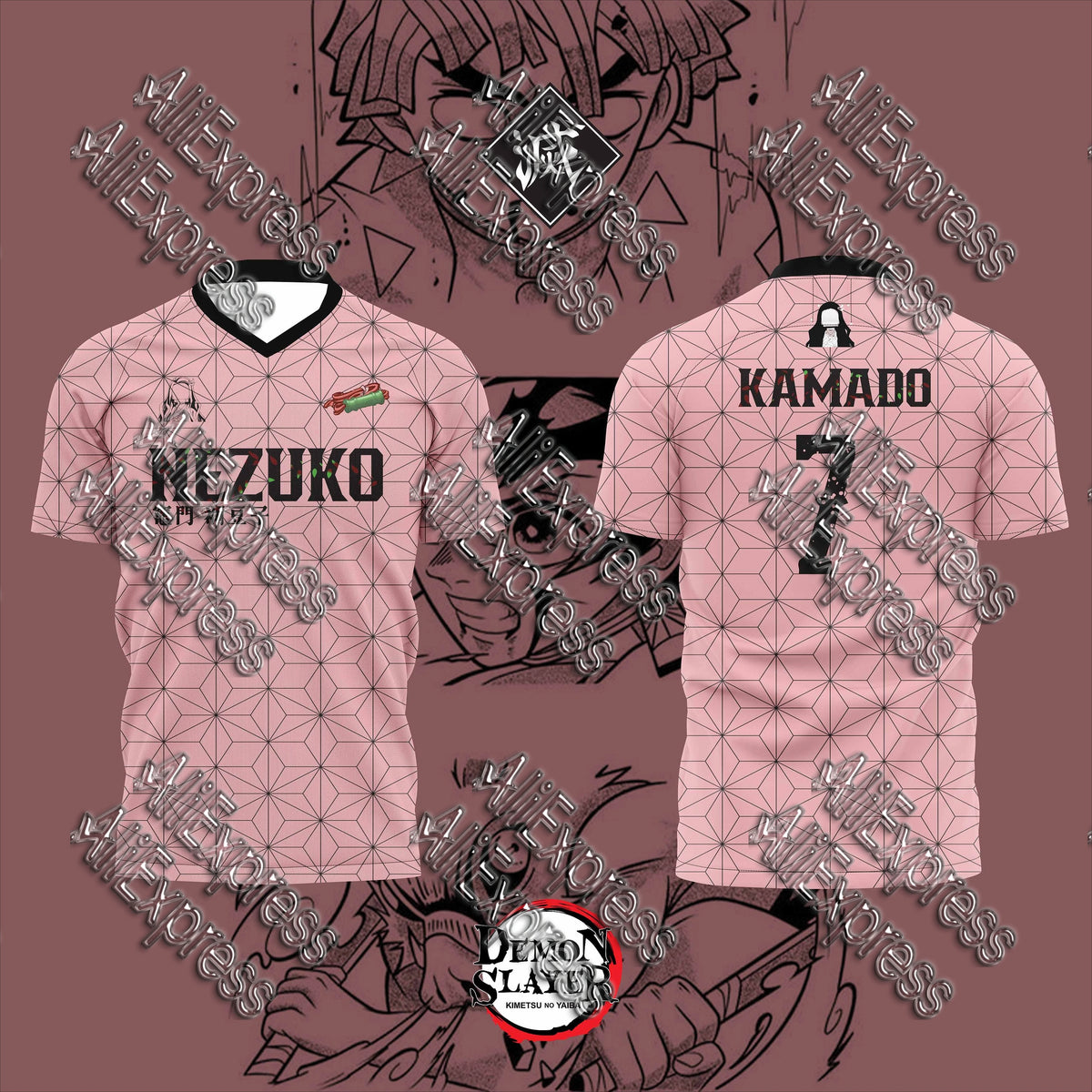 Summer Vintage Anime Devil Slayer Short Sleeve Tops Fashion Unisex Manga Breathable V-Neck T-Shirt Japanese Classic Anime Tee