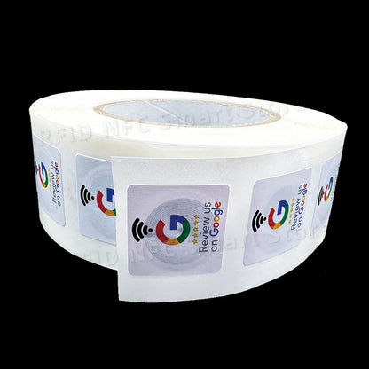 NFC215 Google Review Stickers 504Bytes 30mm Waterproof NFC Review Sticker Review Us on Google Sticker 13.56MHz NFC Tags Stickers
