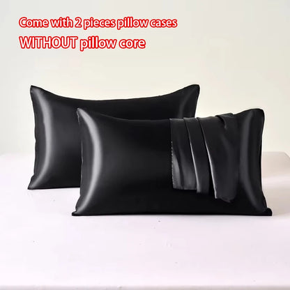 Polyester Satin Pillowcase Set | Two Covers with Envelope Closure | Bedroom & Guest Room