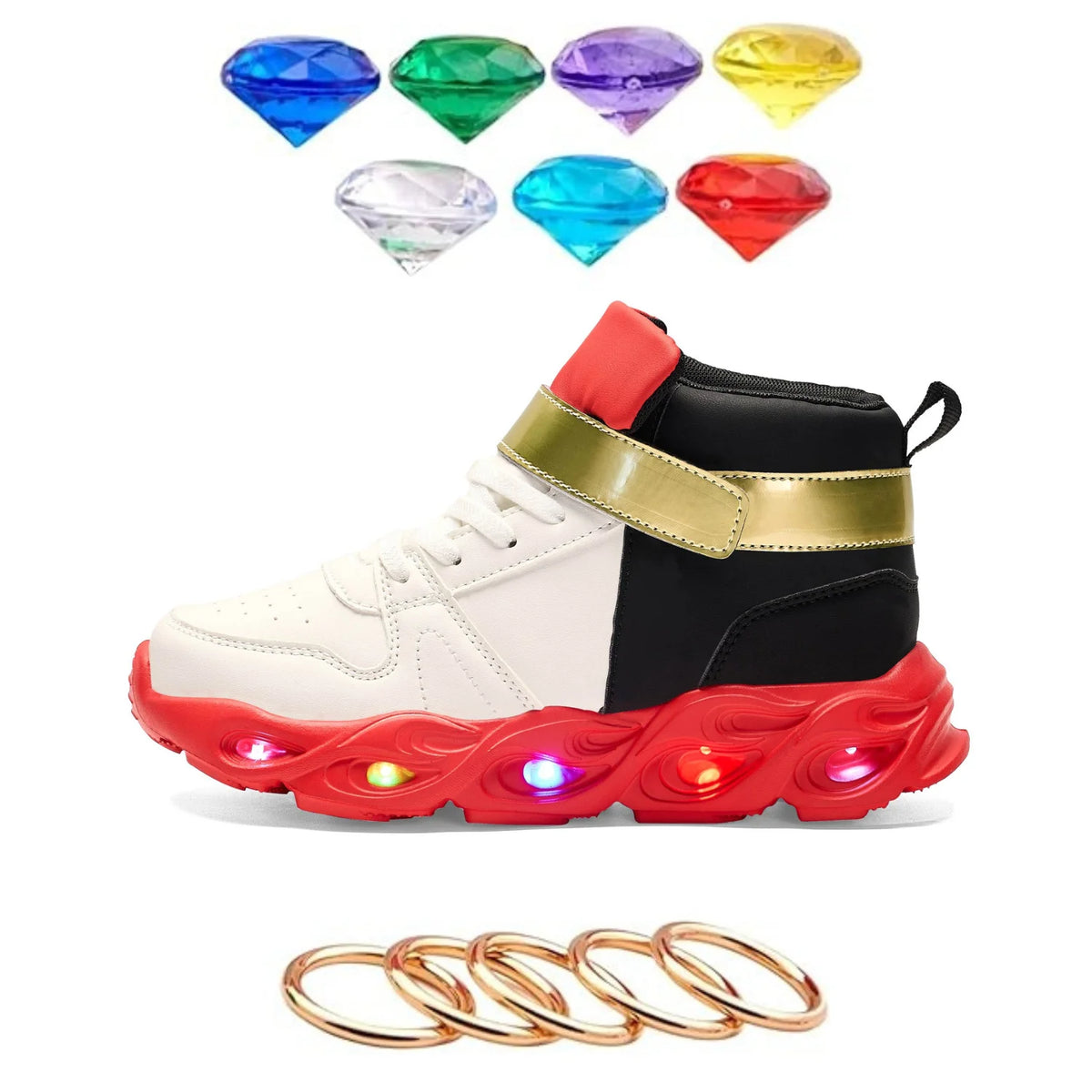 Shadow Shoes Sonic Shadow Shoes for Boys LED Light Up Sneakers Kids High Top Sport Shoes Red Black Casual Running Shoes