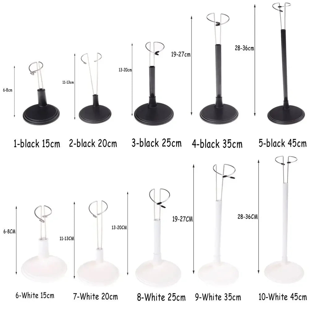 Doll Bracket White Black 15/20/25/35/45CM Adjustable Metal Stand Holder Toy Store Display Support Accessories Toy Store Display