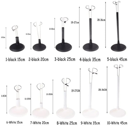 Doll Bracket White Black 15/20/25/35/45CM Adjustable Metal Stand Holder Toy Store Display Support Accessories Toy Store Display
