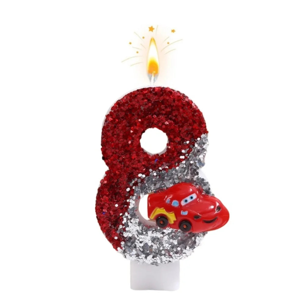 New 0-9 Number Birthday Candles Original Two-tone Sports Car Birthday Cake Digital Party Anniversary Candle Decoration