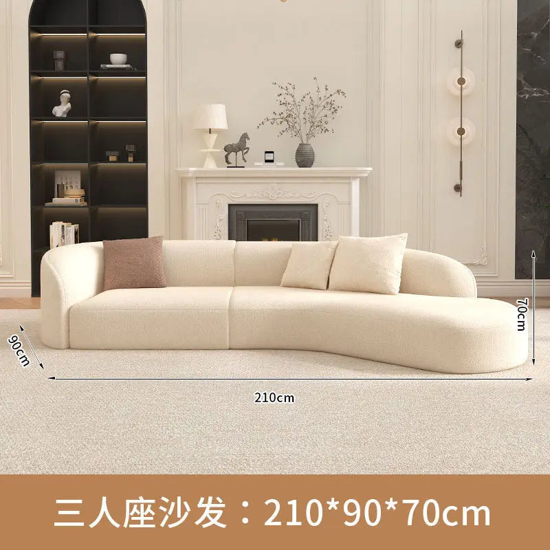 for Nordic Fabric Sofa Living Room Home Light Luxury Curved Large Sofa White Beauty Salon Hotel Lounge Sofa Chair