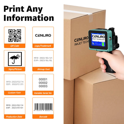 Cenliro CL05P Detachable Handheld Inkjet Printer 12.7mm Mini TIJ Printer for QR Barcode Batch Date Number Expiry Logo