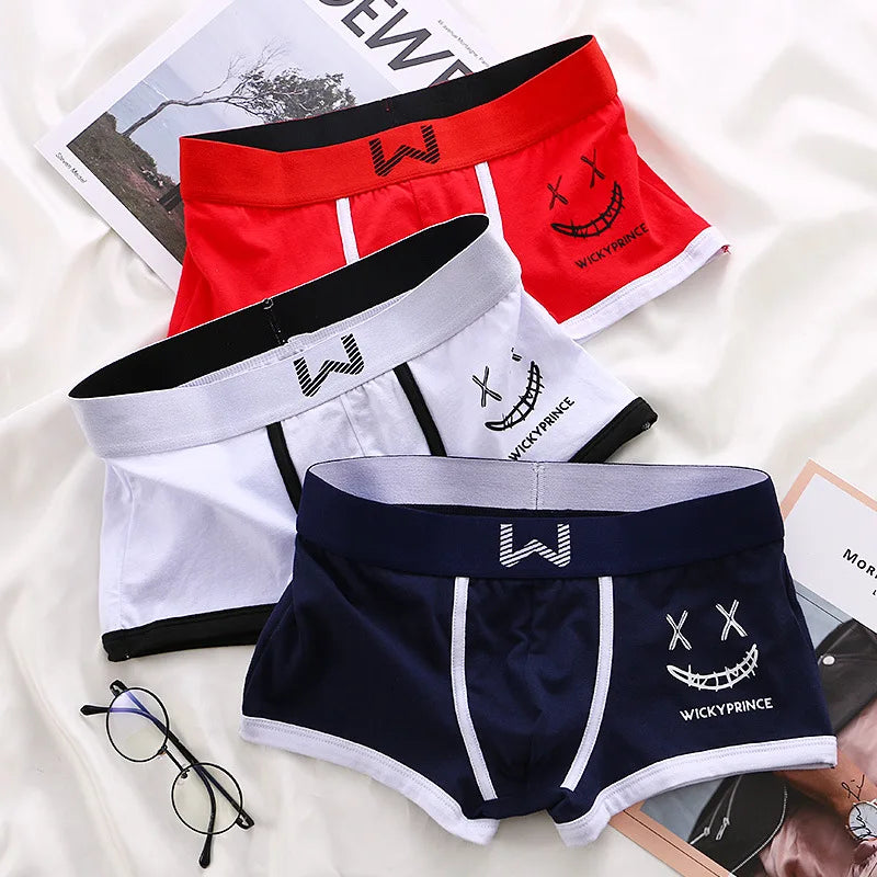 1/3/4 Pcs Mens Underwear Cotton Men Boxer Panties U-convex Man Breathable Underpants Sexy Comfort Male Boy Smiling Face Boxers