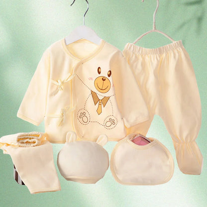 5 Pcs/set Newborn Baby 0-3 Month Clothing Set Babies T-Shirt Pants Hat Boy Girl Clothes Cotton Set