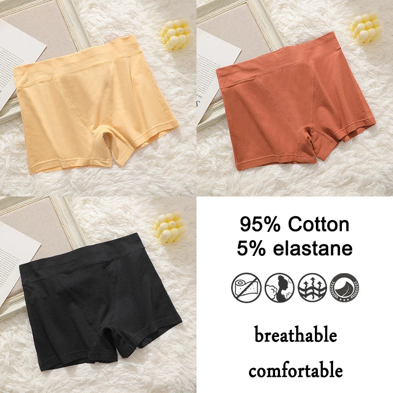 3Pcs Women Cotton Safety Short Seamless Boxer Briefs High Waist Soft Skin Friendly Ladies Anti-Ride Leggings Under Dress Panties