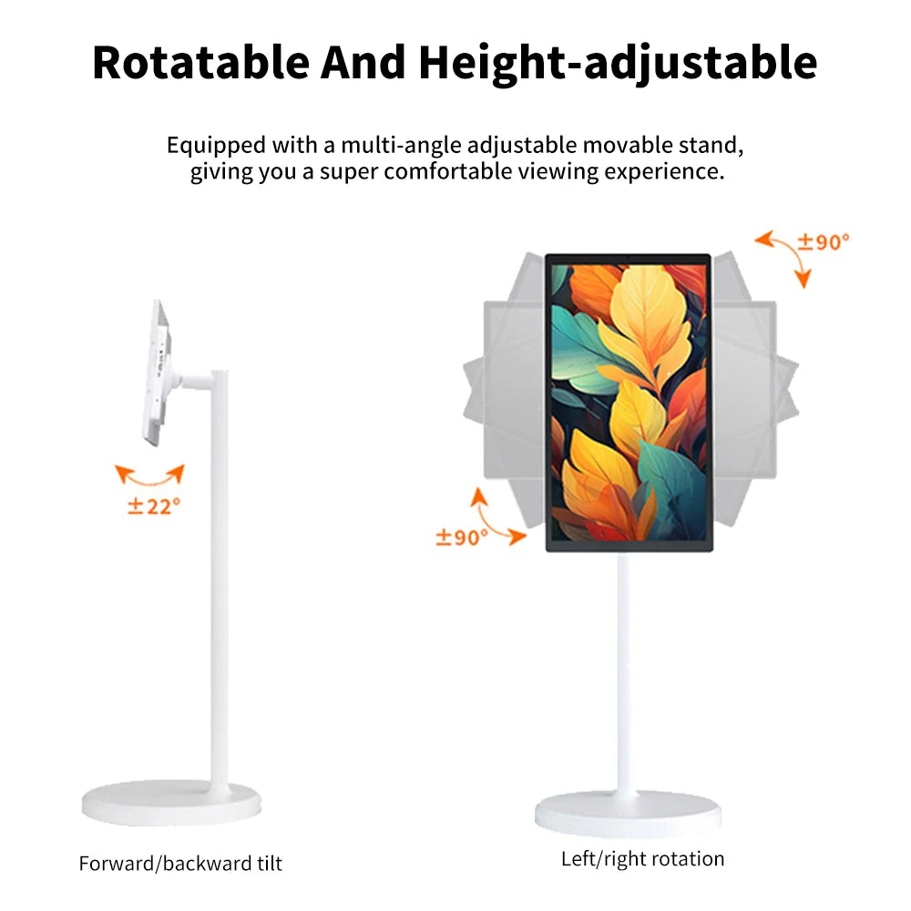 21.5 24 32 Inch Portable Touch Screen Smart TV Android Watch Video Full Swivel Mobile TV Mini Portable Digital TV for Travel