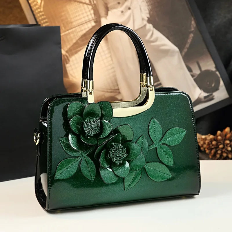 Unique Personality Floral Handbag Women's Crossbody Tote Bag Business Commuting Medium Hardness Polyester  Zipper Closure