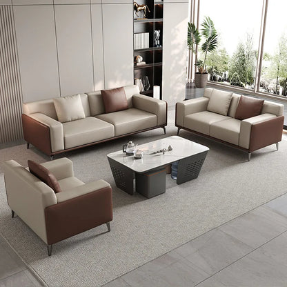 Office Sofa Simple Modern Business Leisure Reception Room Meeting Area Three-person Office Sofa Coffee Table Combination