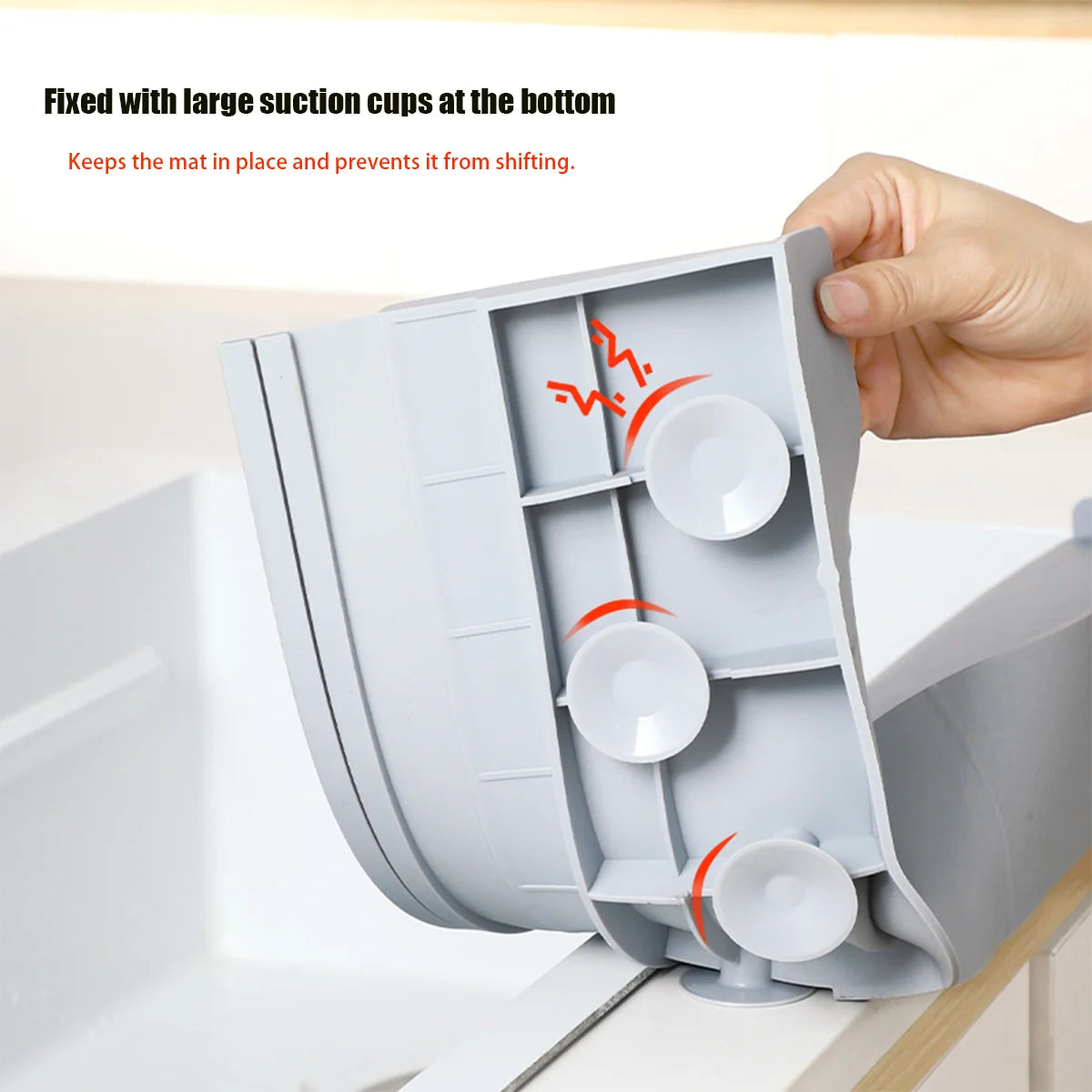 70cm Kitchen Sink Water Baffle Splash Guard with Suction Cups Cream White/Gray