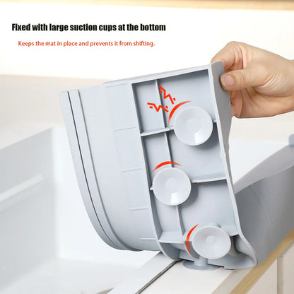 70cm Kitchen Sink Water Baffle Splash Guard with Suction Cups Cream White/Gray