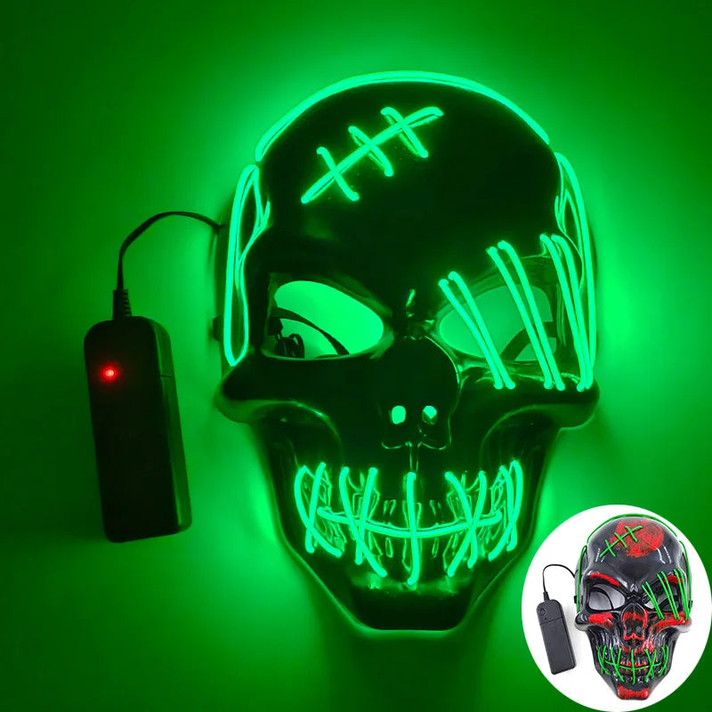Evil Skull Mask Halloween Carnival Masquerade Haunted House Scary Decoration Cosplay Skeleton Scary Theme Party Light Up Mask