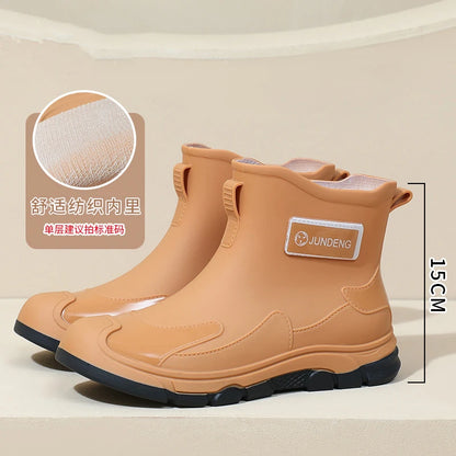 Women's Rain Boots Fashionable Summer Short Tube Rain Boots Adult Wear Gardening Work Water Shoes Rainy Season Commuting Shoes