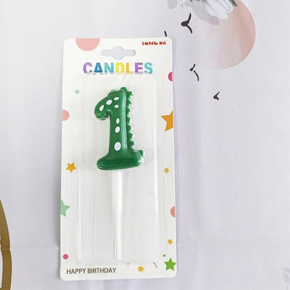 New Green Dinosaur Candle Point Pencil Candles Combination Set 0-9 Number Birthday Candles Party Anniversary Cake Decoration